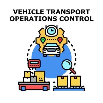 Vehicle transport operations control logistics concept vector Stock Illustration