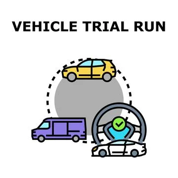 Vehicle trial run concept performing road test drive イラスト素材
