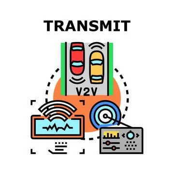 Vehicle to vehicle communication transmitting data for intelligent transport Stock Illustration