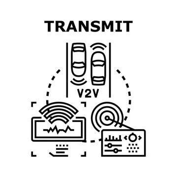 Vehicle to vehicle communication transmitting data for intelligent transport Stock Illustration