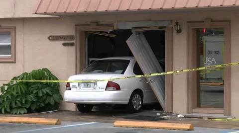 Vehicle vs building Stock Footage 887679