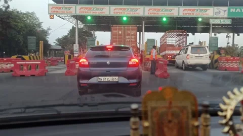 The vehicle waiting for the toll gate. Stock Footage 300016484