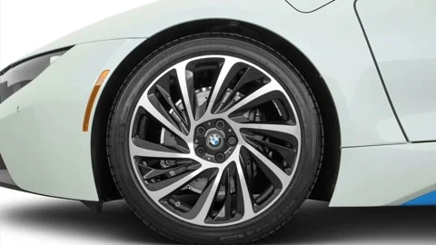 Vehicle wheel close up side view in stud... | Stock Video | Pond5