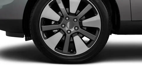 Vehicle wheel close up side view in studio Titanium Gray 2016 Kia Soul ! Stock Footage 159852999