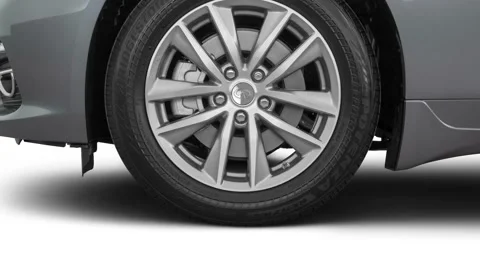 Vehicle wheel close up side view Graphite Shadow 2016 Infiniti Q50 2.0t Premium Stock Footage 159887539