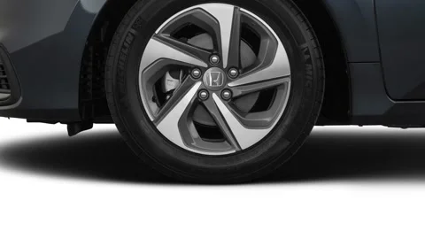 Vehicle wheel close up side view Cosmic Blue Metallic 2019 Honda Insight EX Stock Footage 160021661