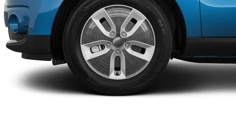 Vehicle wheel close up side view in studio Alien 2 2019 Kia Soul Ev EV Stock Footage 160033629