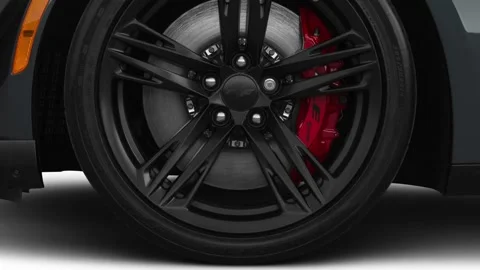 Vehicle wheel close up side view Shadow Gray Metallic 2019 Chevrolet Camaro ZL1 Stock Footage 160074079