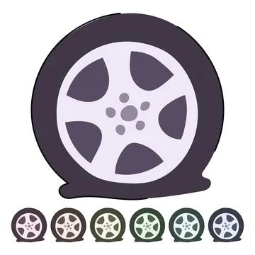 Vehicle wheel experiencing a flat tire problem graphic 스톡 일러스트