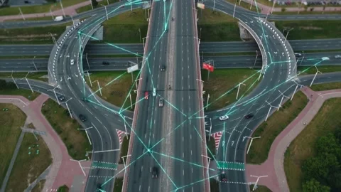 The vehicles are connected to a common network of future and exchange data. Stock Footage 164035031