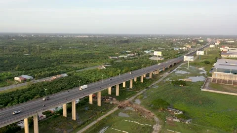 Vehicles are moving on the longest cable-stayed bridge in Vietnam Video stock 167059094