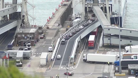 Vehicles being loaded on to ferry at Dover Video stock 247334285