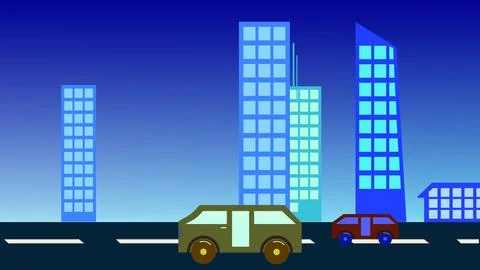 Vehicles on city highways Stock Illustration