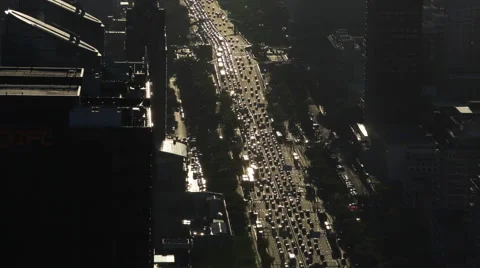 Vehicles drive on a main venue during the evening rush hour in Beijing Stock Footage 41458853
