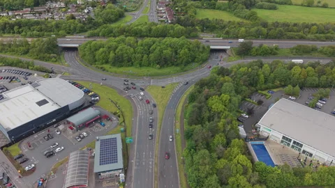 Vehicles Driving Toward M54 From Wolverhampton Aerial View Stock-Footage 335128723
