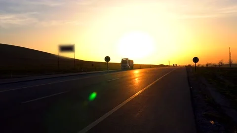 Vehicles exporting at sunrise view  Stock Footage 205570575