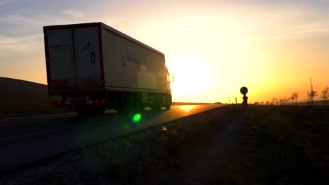 Vehicles exporting at sunrise view  Stock Footage 205570750