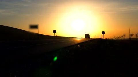 Vehicles exporting at sunrise view  Stock Footage 205571542