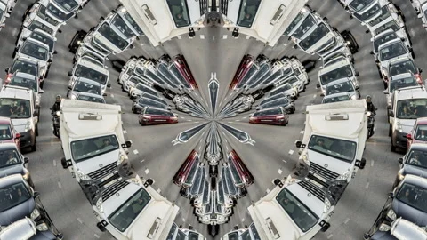 Vehicles on a highway in barcelona abstrat pattern Stock Footage 318792375