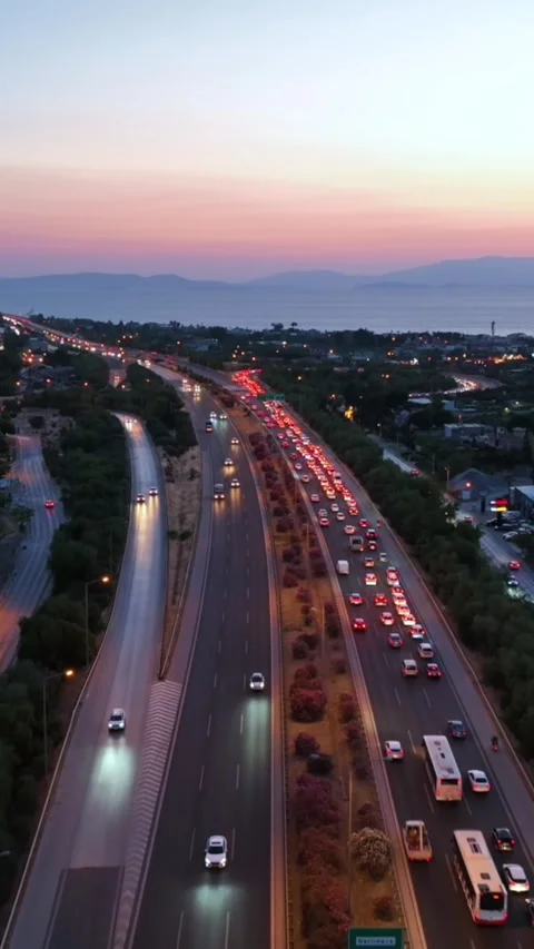 Vehicles on the highway in Izmir Stock Footage 311380822