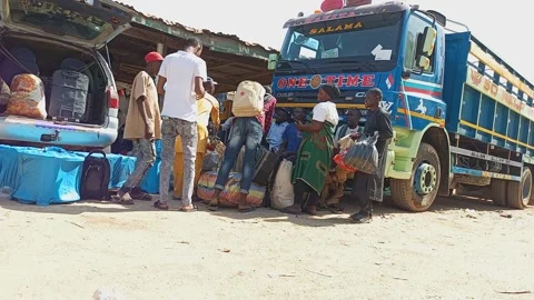 Vehicles Loading Goods And Passengers At Mariri Motor Park Kano Nigeria Stock Footage 324810866