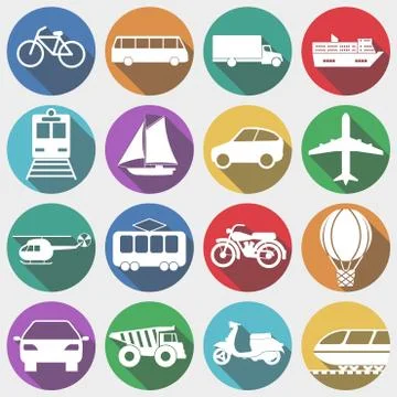 Vehicles with Long Shadow, Transport. Vector illustration Stock Illustration