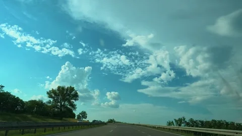 Vehicles move forward on a clear highway. Serbia 스톡 동영상 341876959