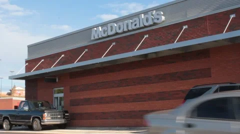 Vehicles Passing Through the Drive Thru at MacDonald's Stock Footage 43176526