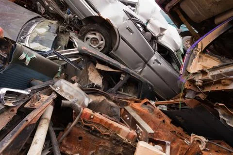 Vehicles rust on scrapyard Foto stock