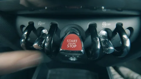 Vehicle's start stop engine button with lighting Stock Footage 120776702