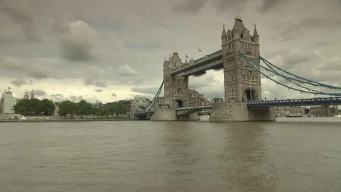 Vehicles on Tower Bridge on River Thames, London, England Stock Footage 315312098