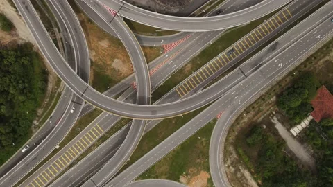 Vehicles traffic flow highway flyover overpass lanes at Puncak Perdana Selangor Stock Footage 231103822