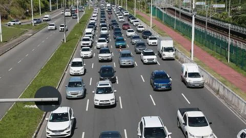Vehicles in traffic jam Stock Photos