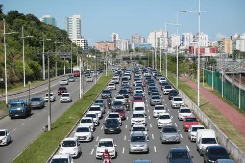 Vehicles in traffic jam Stock Photos