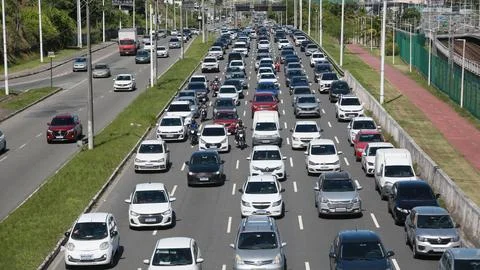 Vehicles in traffic jam Stock Photos
