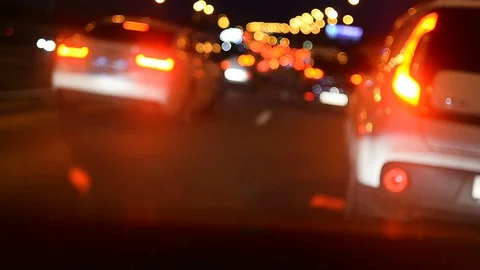 Vehicles in traffic at night Stock Footage 97522449