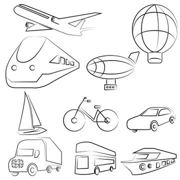 Vehicles, transportation set Stock Illustration