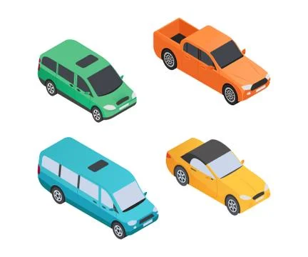 Vehicles Types - modern vector isometric colorful elements Stock Illustration