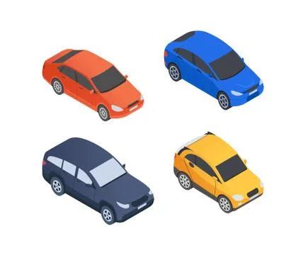 Vehicles Types - modern vector isometric colorful elements Stock Illustration