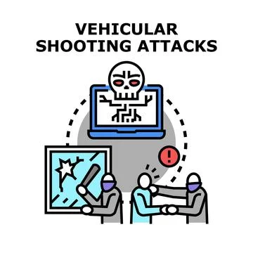 Vehicular shooting attack concept with cyber connection Stock Illustration