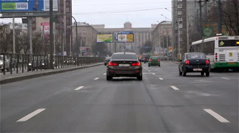 Vehicular traffic during the daytime on Leninsky Prospekt Stock Footage 43863955