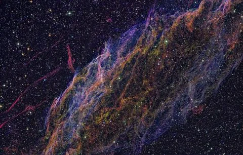 The Veil Nebula in space. Elements of this image furnished by NASA. Stock Photos
