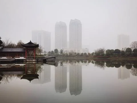 The Veil of Rain Enveloped Stock Photos