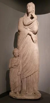 Veiled Roman Matron Statue Representing Pudicitia and Maternal Virtue Stock Photos