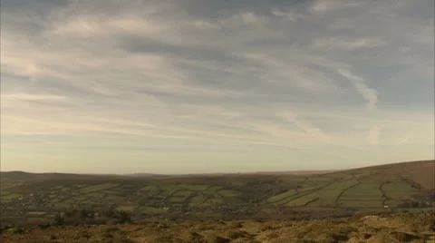 Veiw of Dartmoor with Dramatic Sky Video stock 8909955