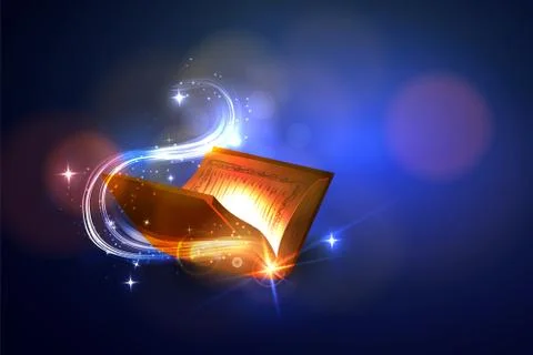 Vektopr book of magic on a bright background. Stock Illustration