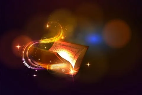 Vektopr book of magic on a bright background. Stock Illustration