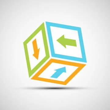 Vektor icon. Cube with colored arrows Illustrazione stock