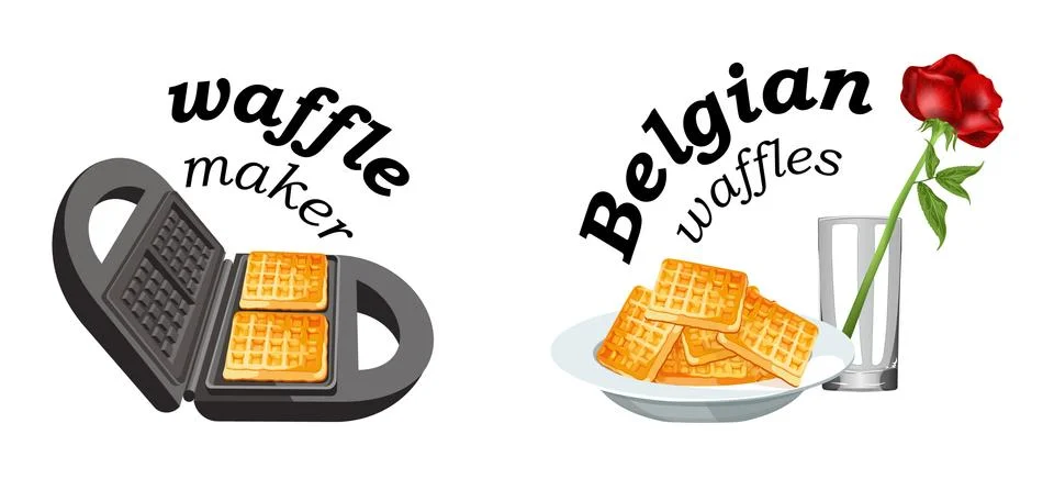 Vektor set of waffle makers for web design on a white background with the ins Stock Illustration