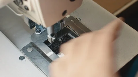 Velcro sewing machine at work Stock Footage 117931645